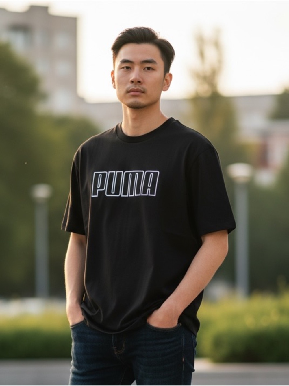 Puma Black T-Shirt with White Logo